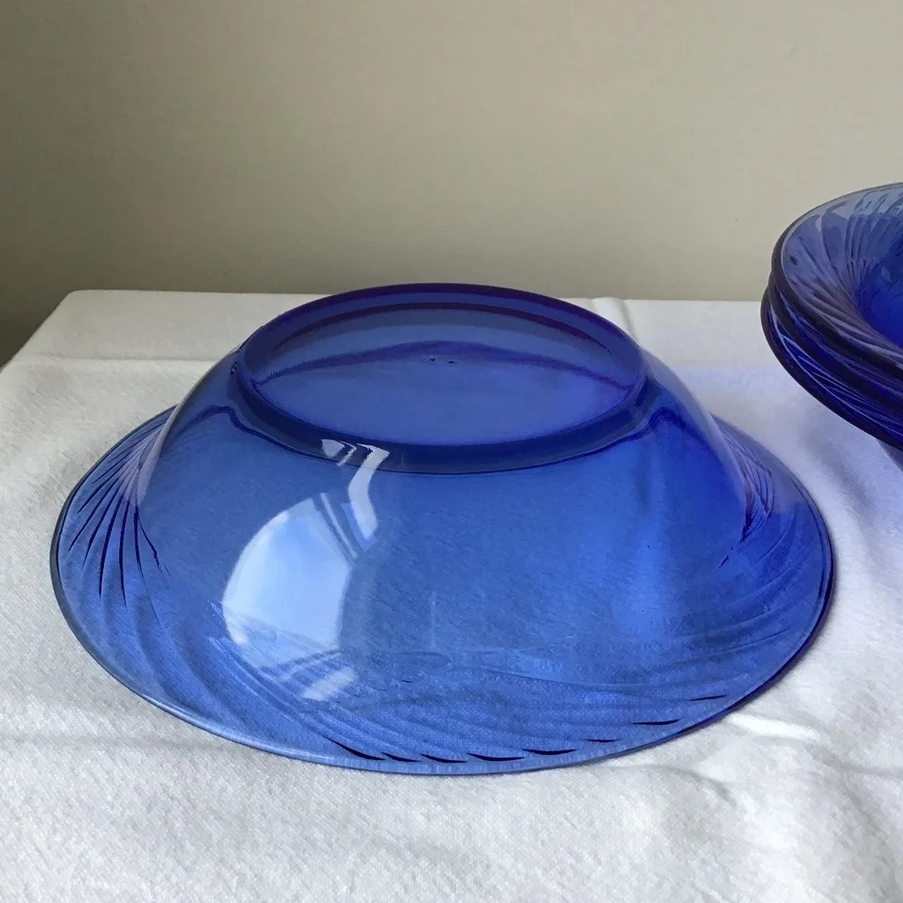 Pyrex Vintage Festiva Blue Bowls Soup Salad Cereal Set of 4 Glass Corning - Picture 10 of 15